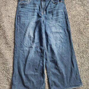 AE Dreamy Drape Stretch Super High-Waisted Baggy Wide-Leg Jean Size 20 Dark Wash